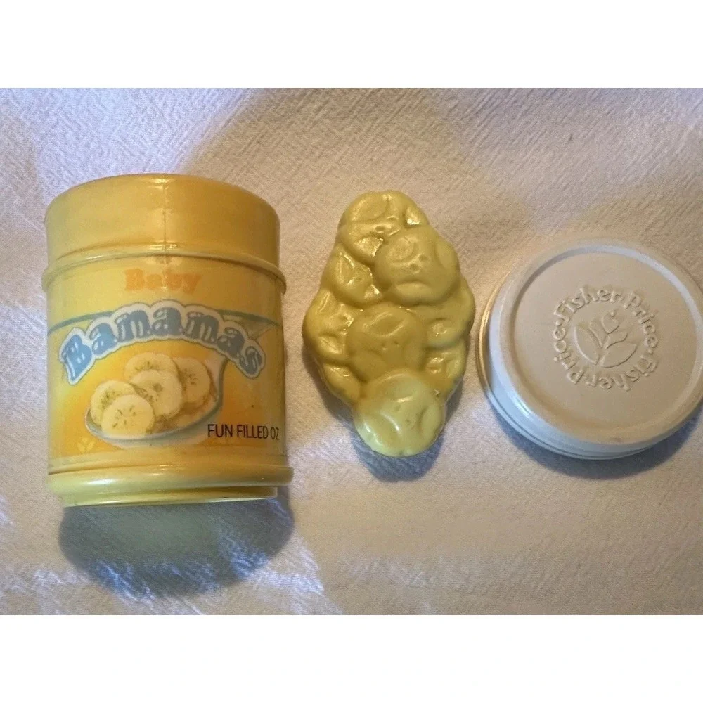 Vintage Fisher Price Baby Mealtime Replacement Jar, Lid & Bananas 3 Pieces Set